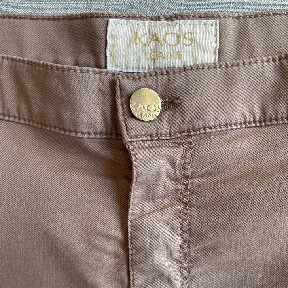 KAOS Jeans Chino Stretch Short 3" Women Size 31 Mauvey Camel Tan Made in Italy - Picture 3 of 9